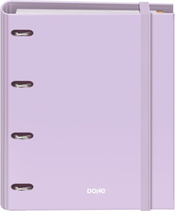 Dohe Serenity Carpeta de 4 Anillas Mixtas de 35mm Recambio 100 Hojas Cuadricula 5mm - Formato A4 - Cierre con Goma - Incluye 4 Separadores y Sobre de Polipropileno - Color Morado