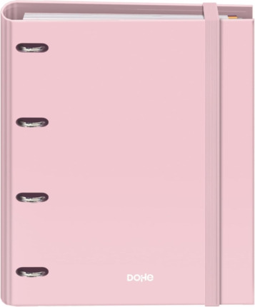 Dohe Serenity Carpeta de 4 Anillas Mixtas de 35mm Recambio 100 Hojas Cuadricula 5mm - Formato A4 - Cierre con Goma - Incluye 4 Separadores y Sobre de Polipropileno - Color Rosa