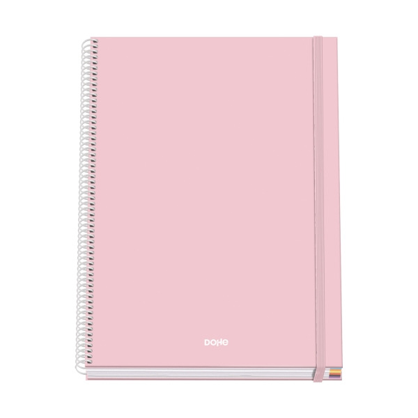 Dohe Serenity Cuaderno Espiral A4 100 Hojas Microperforadas Cuadricula 5mm - Tapa Dura Carton Forrado - Cierre de Goma - Bandas