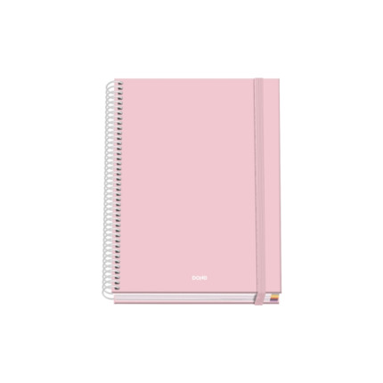 Dohe Serenity Cuaderno Espiral A5 100 Hojas Cuadricula 5mm - Tapa Dura Impresa a todo Color y Plastificada en Brillo - Bandas de Color - Cierre de Goma - Color Rosa