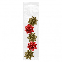 Dohe Shiny Pack de 5 Lazos para Regalo - Forma de Estrella - TamaÃ±o 5.6cm - Colores Rojo y Oro
