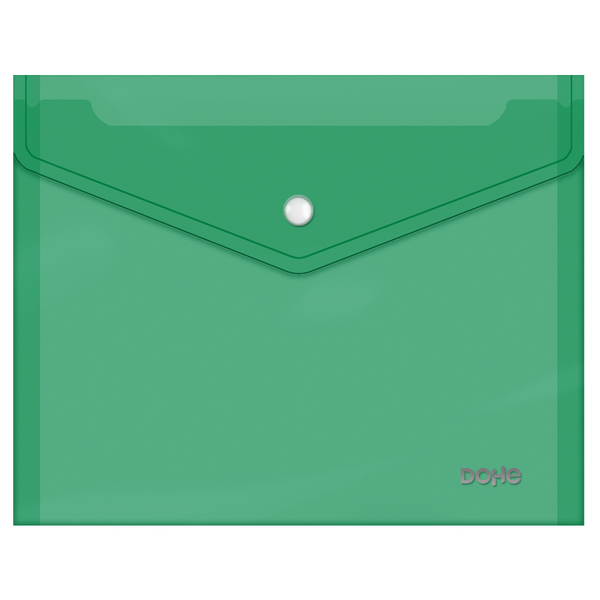 Dohe Sobre con Cierre de Broche - Tamaño A5 - Polipropileno Cristal Transparente 150 Micras - Color Verde