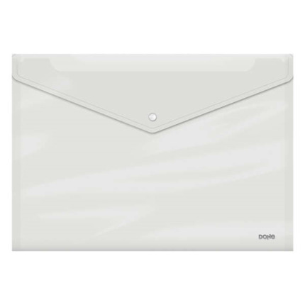 Dohe Carpeta A5 Apaisada - 210x148mm - Apertura Superior y Cierre Broche Automatico - Fabricada en Polipropileno Cristal de 150 Micras