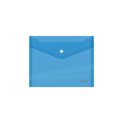 Dohe Sobre con Cierre de Broche - Tamaño A5 - Polipropileno Cristal Transparente 150 Micras - Color Azul