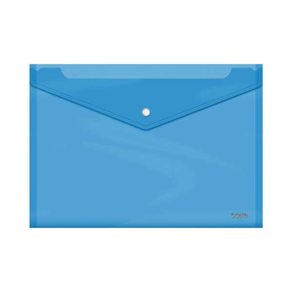 Dohe Sobre Portadocumentos Folio+ - Cierre de Broche - Polipropileno Cristal Transparente 150 Micras - Color Azul