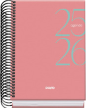 Dohe System Agenda Escolar 25/26 Espiral A6 - Dia Pagina - Papel 70g/m2 - Cubierta de Carton Plastificado - Color Rosa