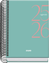 Dohe System Agenda Escolar 25/26 Espiral A6 - Dia Pagina - Papel 70g/m2 - Cubierta de Carton Plastificado - Color Verde