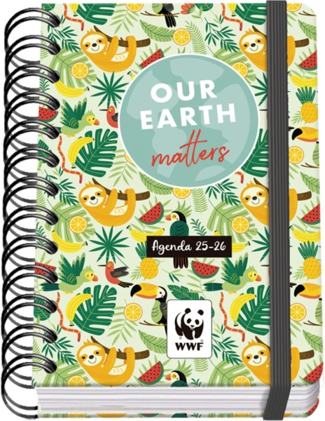 Dohe WWF Tropic Agenda Escolar 25/26 Espiral Wireâo A6 - Dia Pagina - Papel 80g/m2 - 4 Hojas de Pegatinas - Cubierta de Carton