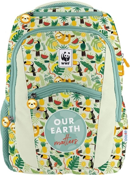 Dohe WWF Tropic Mochila Escolar - Compartimento Principal con Bolsillo Acolchado - Bolsillos Laterales para Bebidas - Espalda Ac