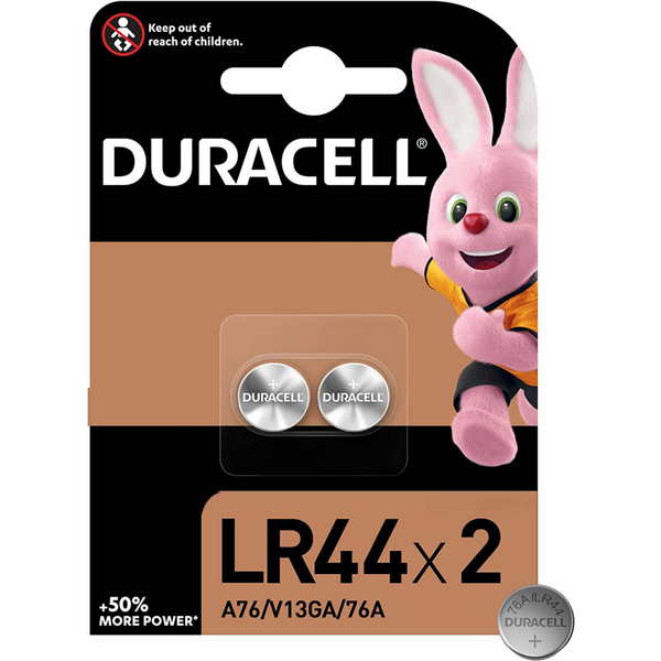 Duracell Pilas Alcalinas de Boton LR44 76A/A76/V13GA 1.5V - 2 Unidades