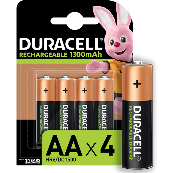 Duracell Pilas Recargables NiHM AA LR6 1.2V 13000mAh - Precargadas - 4 Unidades