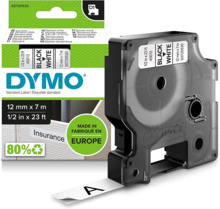 Dymo D1 45013 Cinta de Etiquetas Original para Rotuladora - Texto negro sobre fondo blanco - Ancho 12mm x 7 metros - S0720530