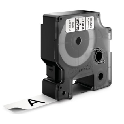 Dymo D1 45803 Cinta de Etiquetas Original para Rotuladora - Texto Negro sobre Fondo Blanco - Ancho 19mm x Largo 7m