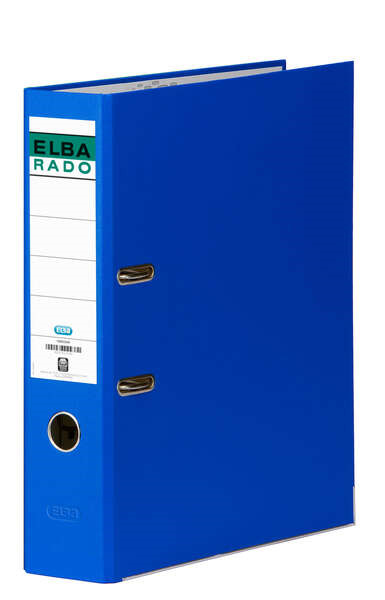 Elba Chic Archivador de Palanca Tamaño A4 - Lomo de 80mm - Rado, Ollao y Etiqueta en Lomo - Forrado Exterior PVC - Color Azul
