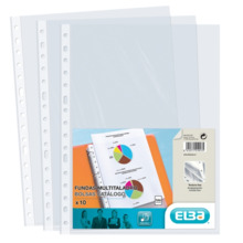 Elba Pack de 10 Fundas Multitaladro PP 70 Micras - TamaÃ±o Folio - Acabado Cristal - Transparente