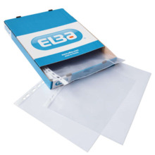 Elba Pack de 100 Fundas Multitaladro PP 70 Micras - TamaÃ±o A4 - Acabado Cristal - Transparente