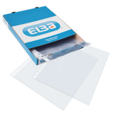 Elba Pack de 100 Fundas Multitaladro PP 70 Micras - TamaÃ±o Folio - Acabado Cristal - Transparente