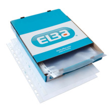 Elba Pack de 100 Fundas Multitaladro PP 90 Micras - TamaÃ±o A4 - Acabado Piel Naranja - Transparente