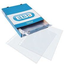 Elba Pack de 100 Fundas Multitaladro PP 90 Micras - TamaÃ±o Folio - Acabado Piel Naranja - Transparente