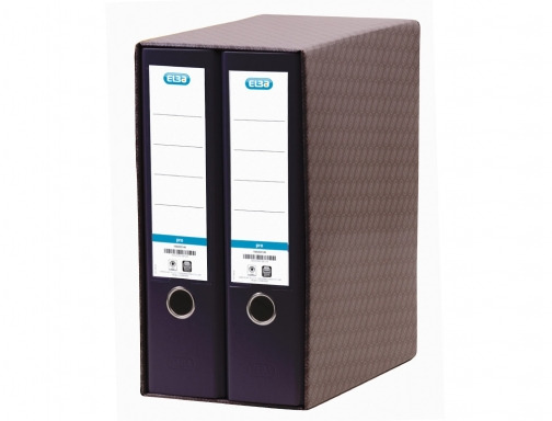 Elba Rado Top Modulo de 2 Archivadores Palanca A4 - Lomo 80mm - Forrado Exterior Plastico - Interior Papel - Color Negro