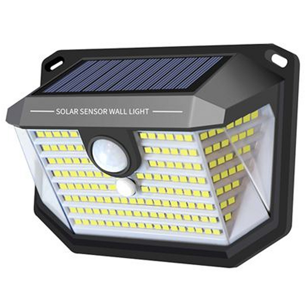 Elbat Aplique Solar LED 150lm con 3 Caras de Iluminacion - Sensor de Movimiento - Panel Solar Integrado 5.5V, 0.33W - Bateria 3.