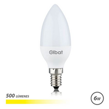 Elbat Bombilla LED - Potencia 6W - Lumenes 500 - Tipo de Luz 3000K Luz Calida - Casquillo E14 - Angulo 180º - Dimensiones 37X100