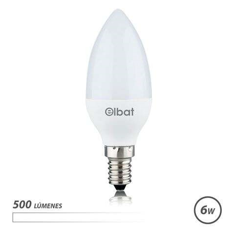 Elbat Bombilla LED - Potencia: 6W - Lumenes: 500 - Tipo de Luz: 4000K Luz Blanca - Casquillo: E14 - Angulo: 180º - Dimensiones: