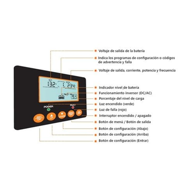 Elbat Convertidor de Corriente Onda Pura con Pantalla LCD 1200W - Color Varios (4)
