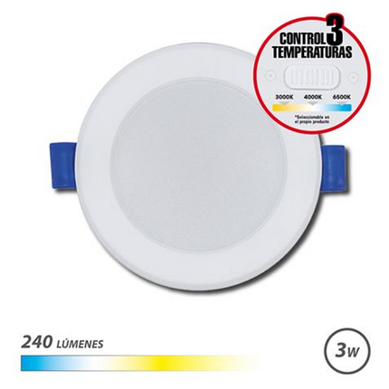 Elbat Downlight Circular 3W - 240Lm - Selector 3 Temperaturas - Color Blanco