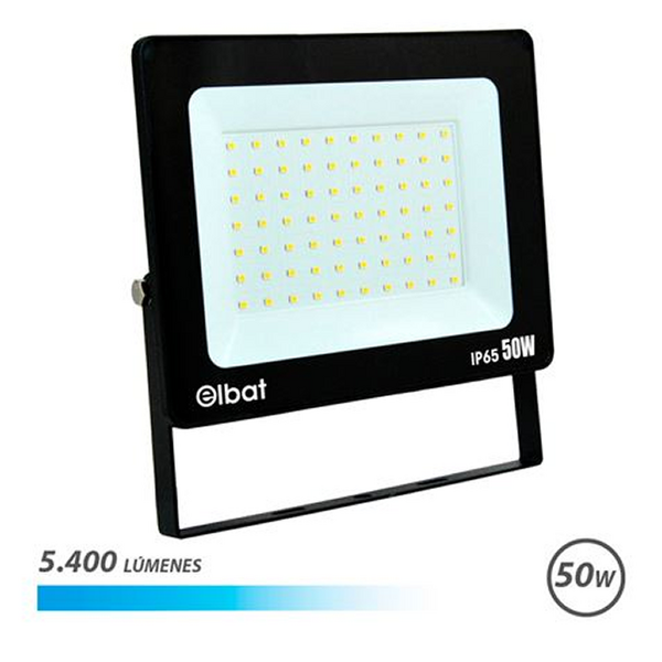 Elbat Foco LED de 50W - Potencia: 50W - Lumenes: 5400 - 6.500K Luz Fria - 30.000 - 50.000 Horas de Vida - Angulo 120º - Protecci