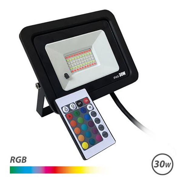 Elbat Foco Led RGB 30W - Control Remoto - IP65 - Ideal para Exterior