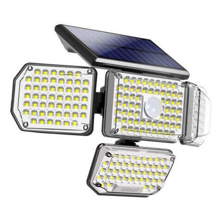 Elbat Foco Solar Cuadruple con Sensor LED 430lm - Sensor de Movimiento de 3 - 5m - Panel Solar Integrado 5.5V, 1.5W - Bateria 3.7V, 1200mAh - Angulo Iluminacion 360Âº