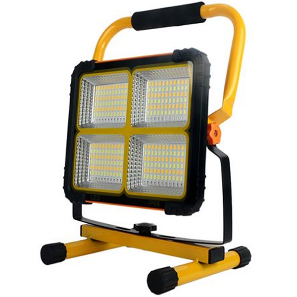 Elbat Foco Solar LED 80W 650lm - Panel Solar Integrado 6V, 3W - Bateria 3.2V, 10000mAh - Angulo Iluminacion 360º - Soporte Plega