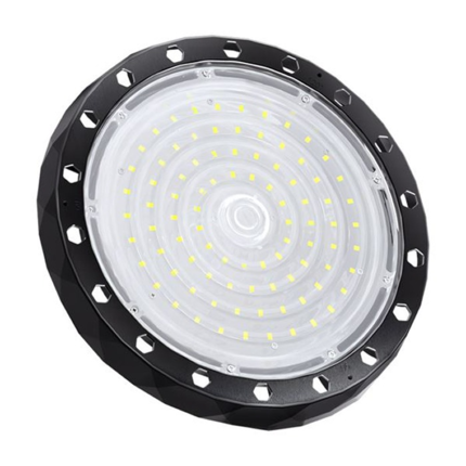 Elbat Lampara LED UFO de Techo - Potencia: 200W - Lumenes: 30000 - Luz Fria: 6500K - Ac 100-240V - Diametro: 32,8cm - Angulo ajustable - Color Negro