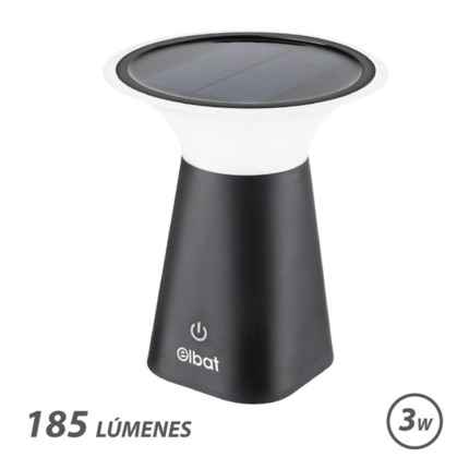 Elbat Lampara Solar LED - 185Lm - 2000K - Autonomia 6 horas - Color Negro