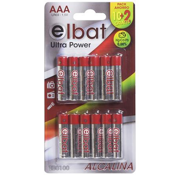 Elbat Pack de 12 Pilas Alcalinas LR03/AAA