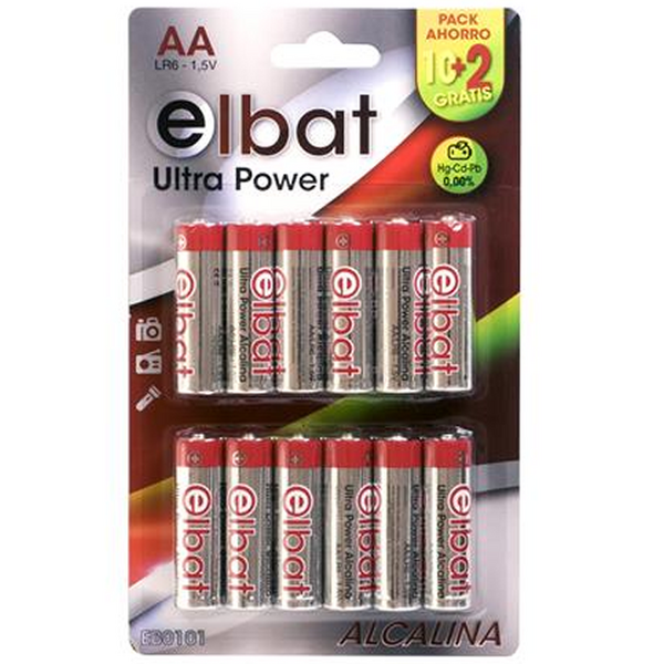 Elbat Pack de 12 Pilas Alcalinas LR6/AA