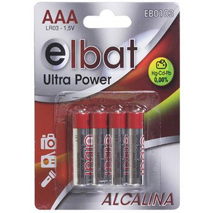 Elbat Pack de 4 Pilas Alcalinas LR03/AAA