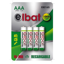 Elbat Pack de 4 Pilas Recargables LR03 AAA 1000mAh