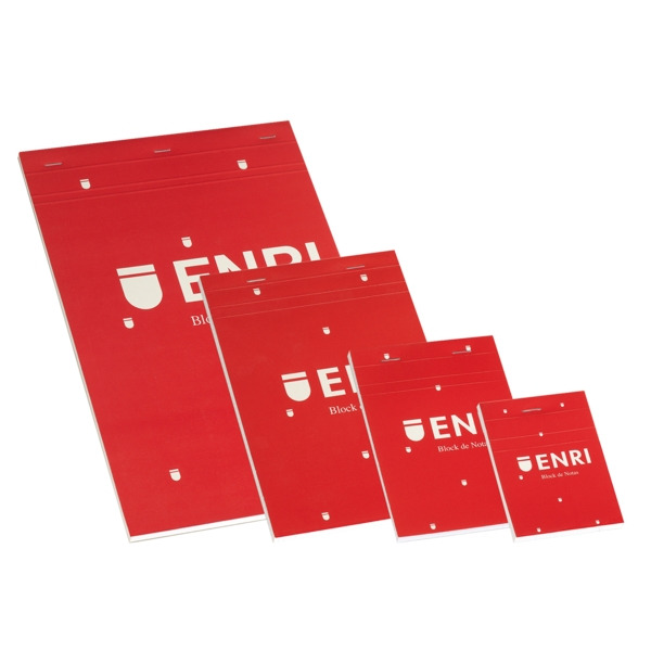 Enri Bloc de Notas Grapado 80 Hojas Cuadricula 4x4mm - TamaÃ±o A4 - Tapa Blanda Color Rojo