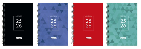 Enri Dentity Agenda Escolar 25/26 Espiral Semana Vista - TamaÃ±o 4Âº - Tapa Extradura - Esquinas Microperforadas - Espacio para