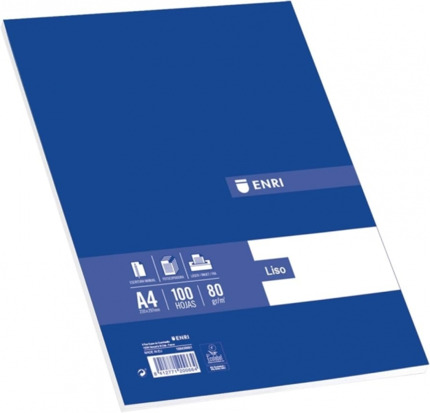 Enri A4 Resmilleria Liso 100 Hojas - Papel de Alta Calidad - Tamaño Estandar A4 - 100 Hojas - Color Azul