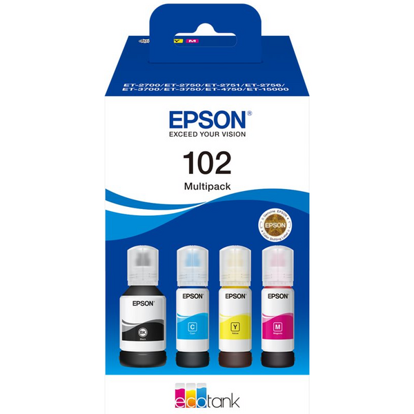 Epson 102 Pack de 4 Botellas de Tinta Originales - C13T03R640