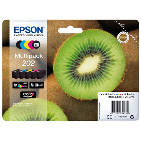 Epson 202 Pack de 5 Cartuchos de Tinta Originales - C13T02E74010