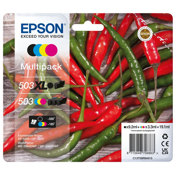 Epson 503XL/503 Pack de 4 Cartuchos de Tinta Originales - C13T09R94010