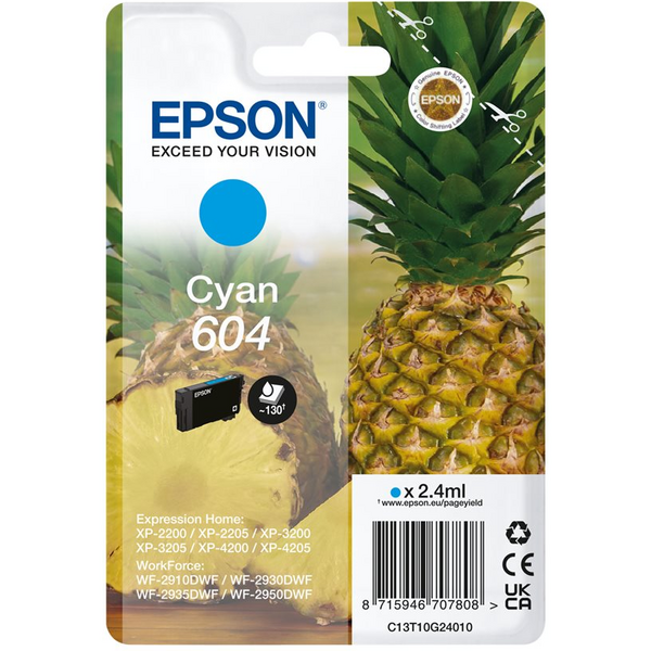 Epson 604 Cyan Cartucho de Tinta Original - C13T10G24010