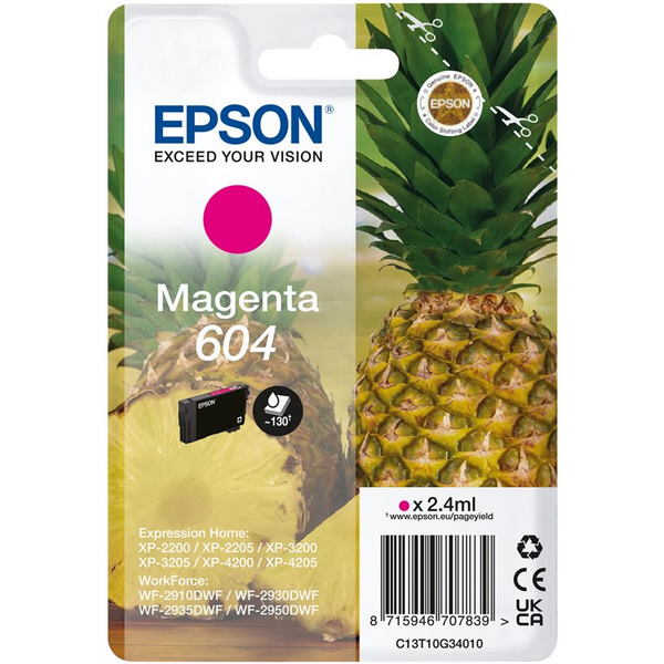 Epson 604 Magenta Cartucho de Tinta Original - C13T10G34010