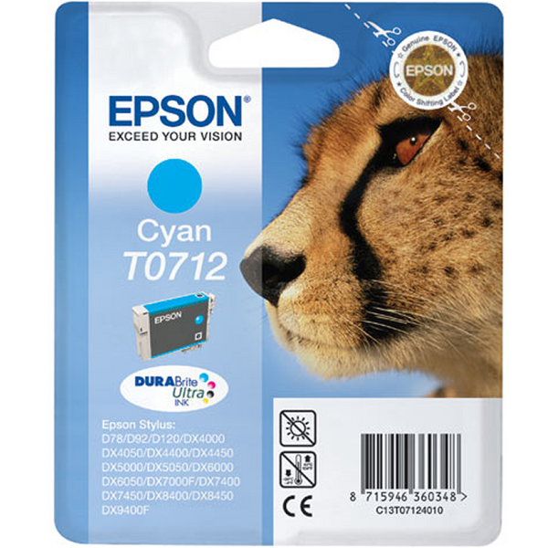 Epson T0712 Cyan Cartucho de Tinta Original - C13T07124012