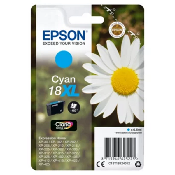 Epson T1812 (18XL) Cyan Cartucho de Tinta Original - C13T18124012