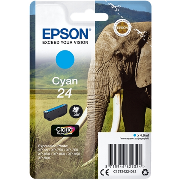 Epson T2422 (24) Cyan Cartucho de Tinta Original - C13T24224012